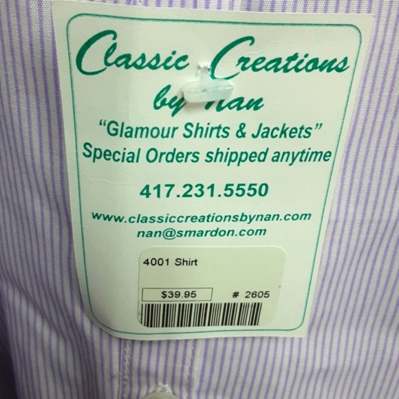 Button Up Shirt Purple Stripe NWT Sz S Embellished Butterfly Issac's Designs - Picture 6 of 13